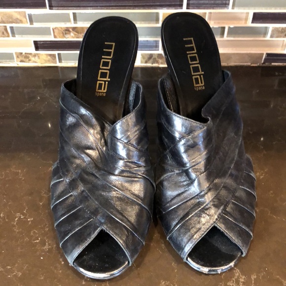 Moda Spana womens leather peep toe sandals with‎ heels size 8.5 - Picture 3 of 9